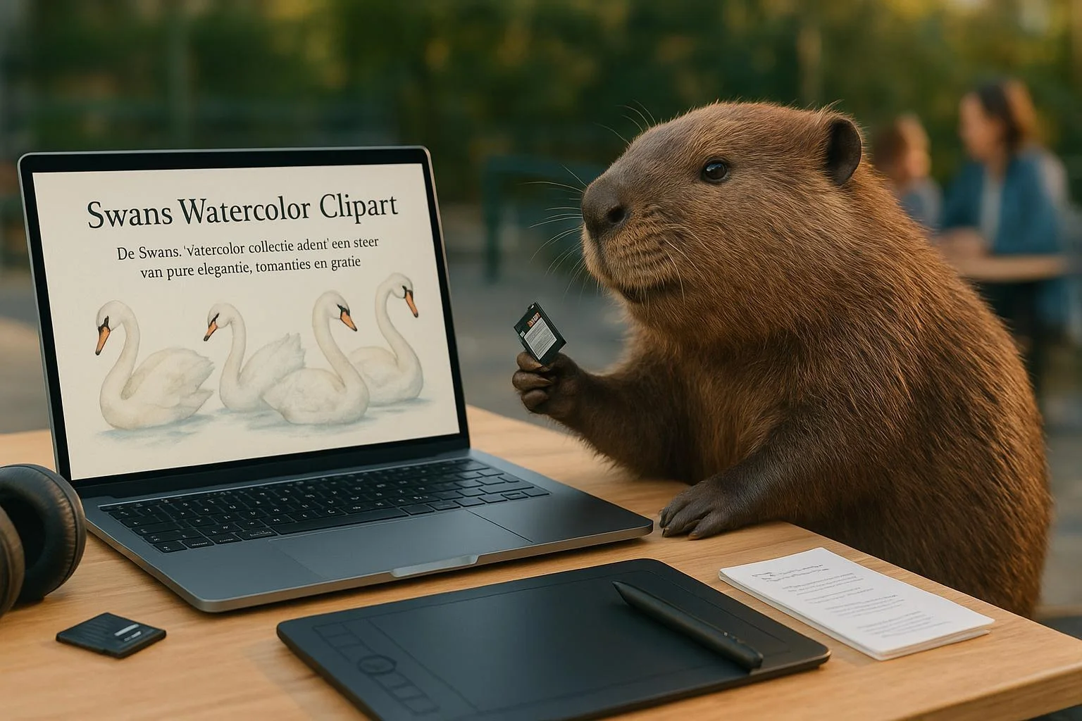 Swans Watercolor Clipart