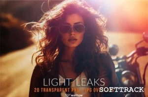 20 Vintage Light Leaks PNG Overlays for Photoshop