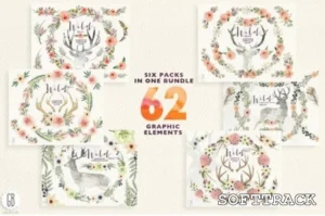 Floral BUNDLE. Wild complete Vol.5, 62xPNG